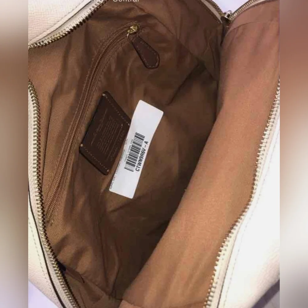 COACH Designer Cream Pebbled Leather Backpack Bag